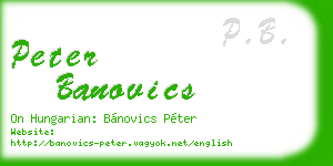 peter banovics business card