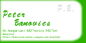 peter banovics business card